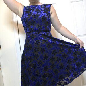 Blue Satin Midi Dress